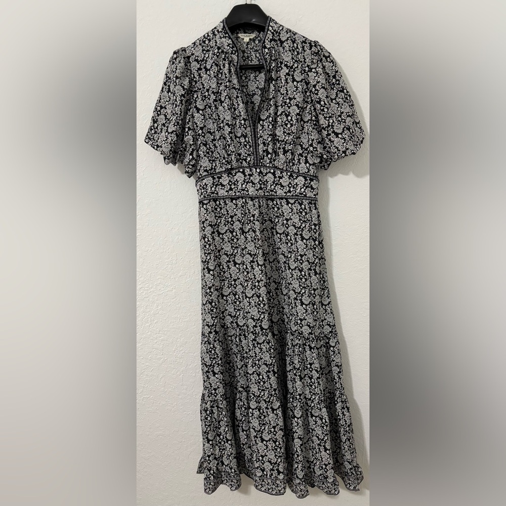 Max Studio Black and White Floral Midi Dress
